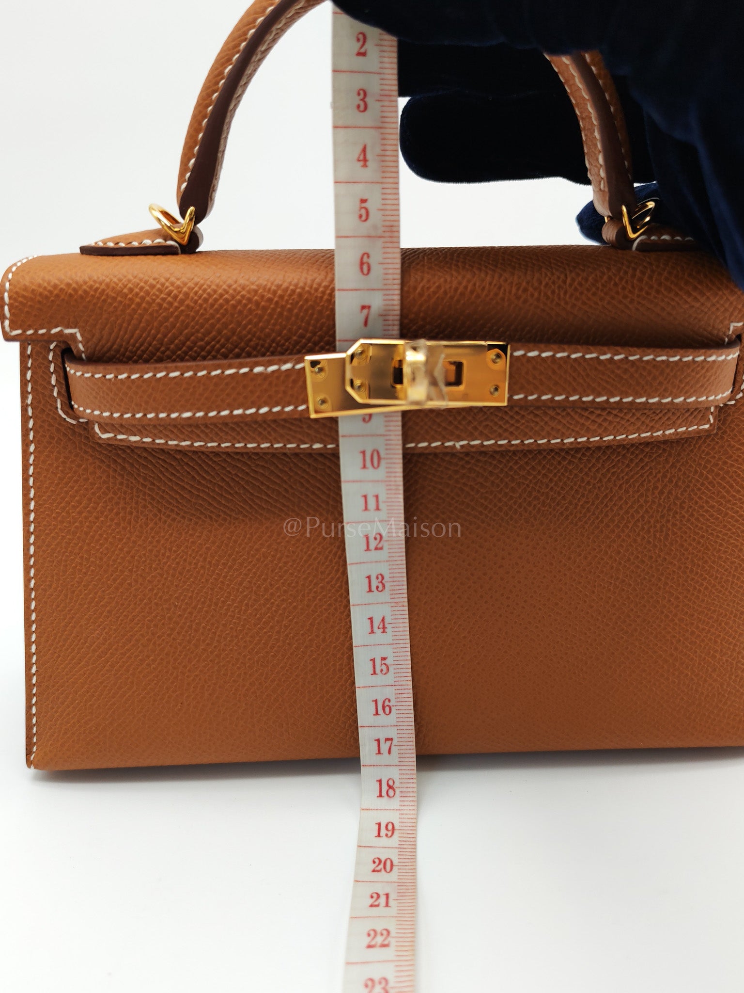 Mini Kelly in Gold Epsom Leather Gold Hardware Stamp B(2023) | Purse Maison Luxury Bags Shop