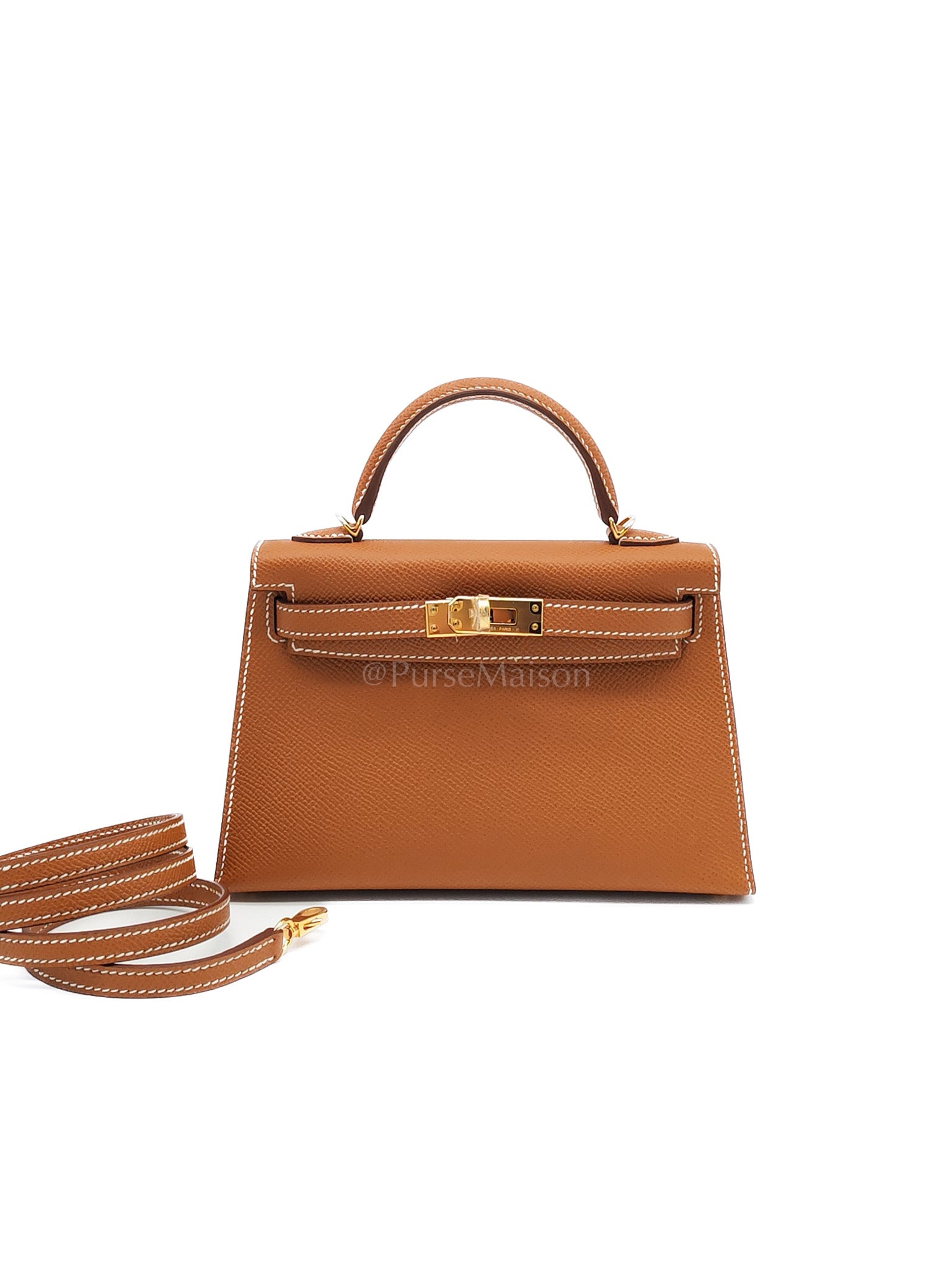 Mini Kelly in Gold Epsom Leather Gold Hardware Stamp B(2023) | Purse Maison Luxury Bags Shop