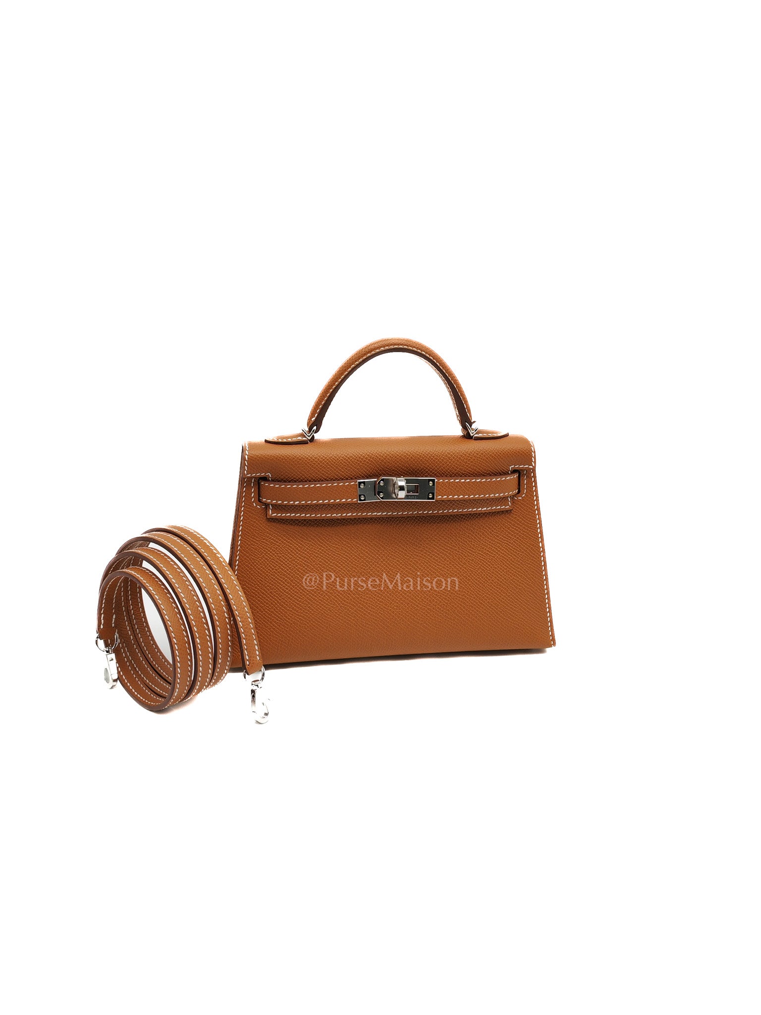 Mini Kelly in Gold Epsom Leather Palladium Hardware Stamp K(2025) | Purse Maison Luxury Bags Shop