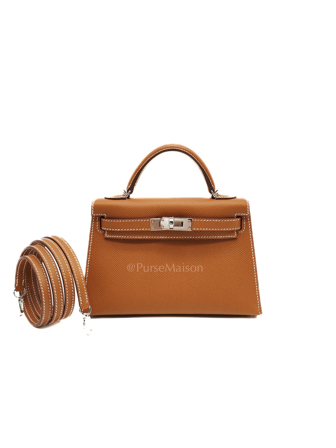 Mini Kelly in Gold Epsom Leather Palladium Hardware Stamp K(2025) | Purse Maison Luxury Bags Shop