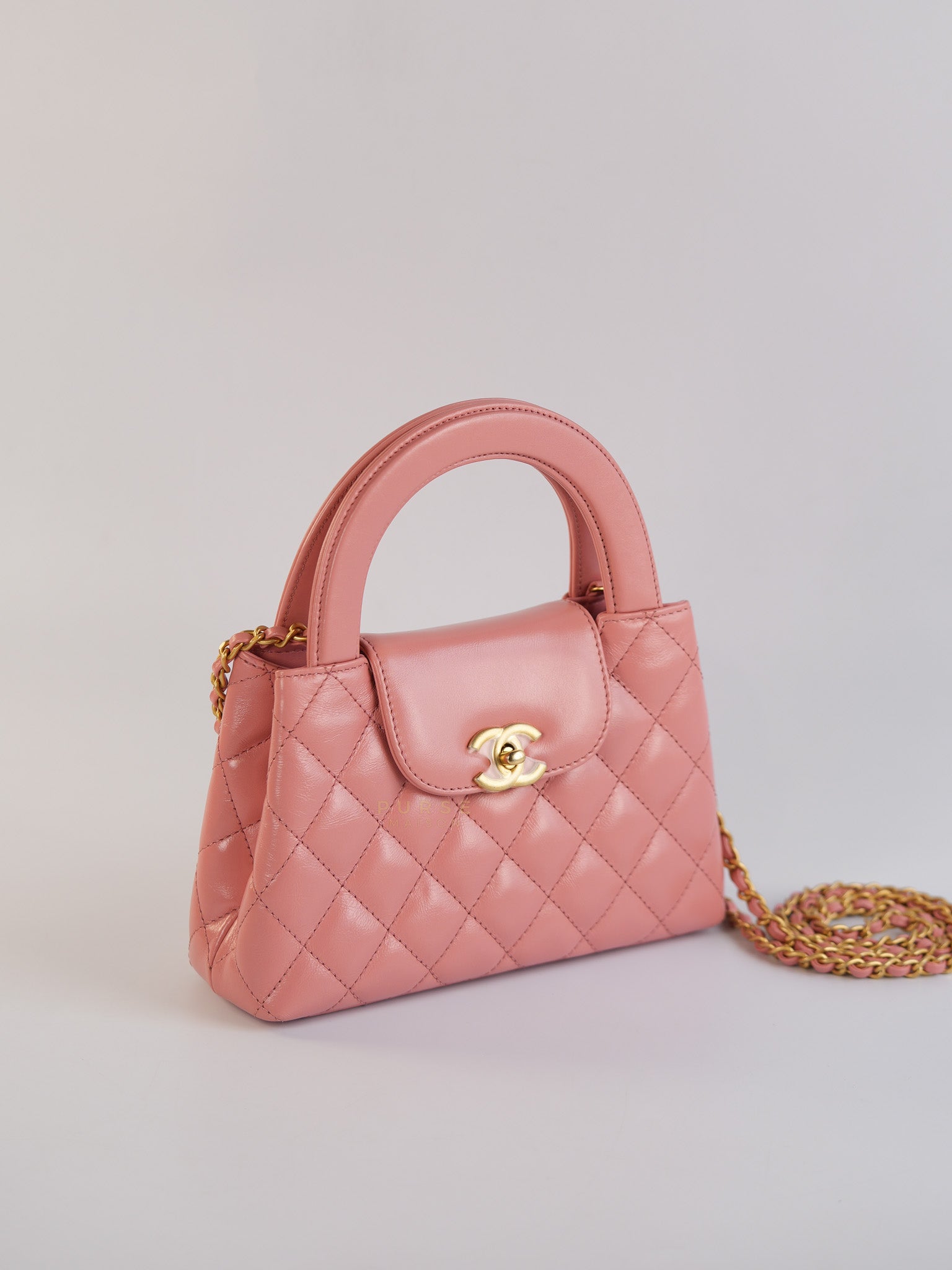 Mini Kelly in Pink Shiny Calfskin Leather (Microchip) | Purse Maison Luxury Bags Shop