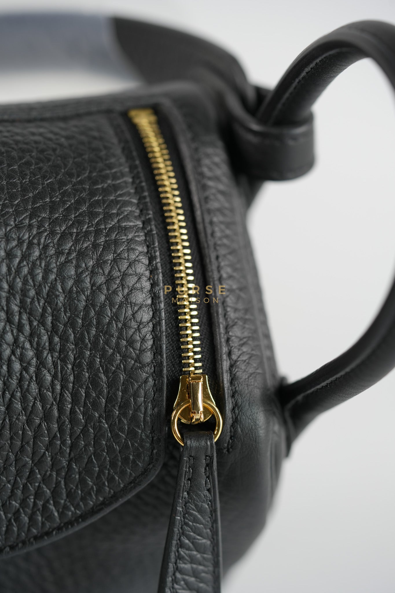 Mini Lindy 2 Black Clemence Leather in Gold Hardware Stamp K (2025) | Purse Maison Luxury Bags Shop