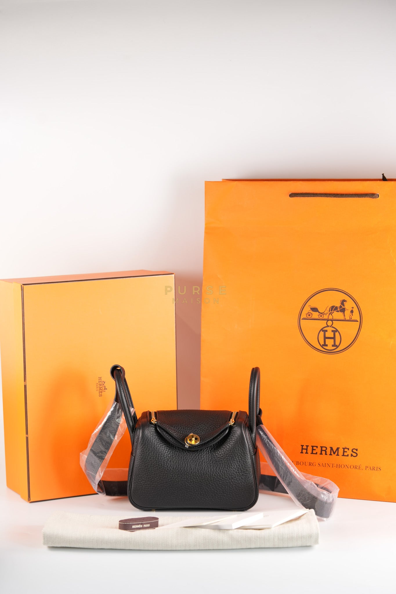 Mini Lindy 2 Black Clemence Leather in Gold Hardware Stamp K (2025) | Purse Maison Luxury Bags Shop