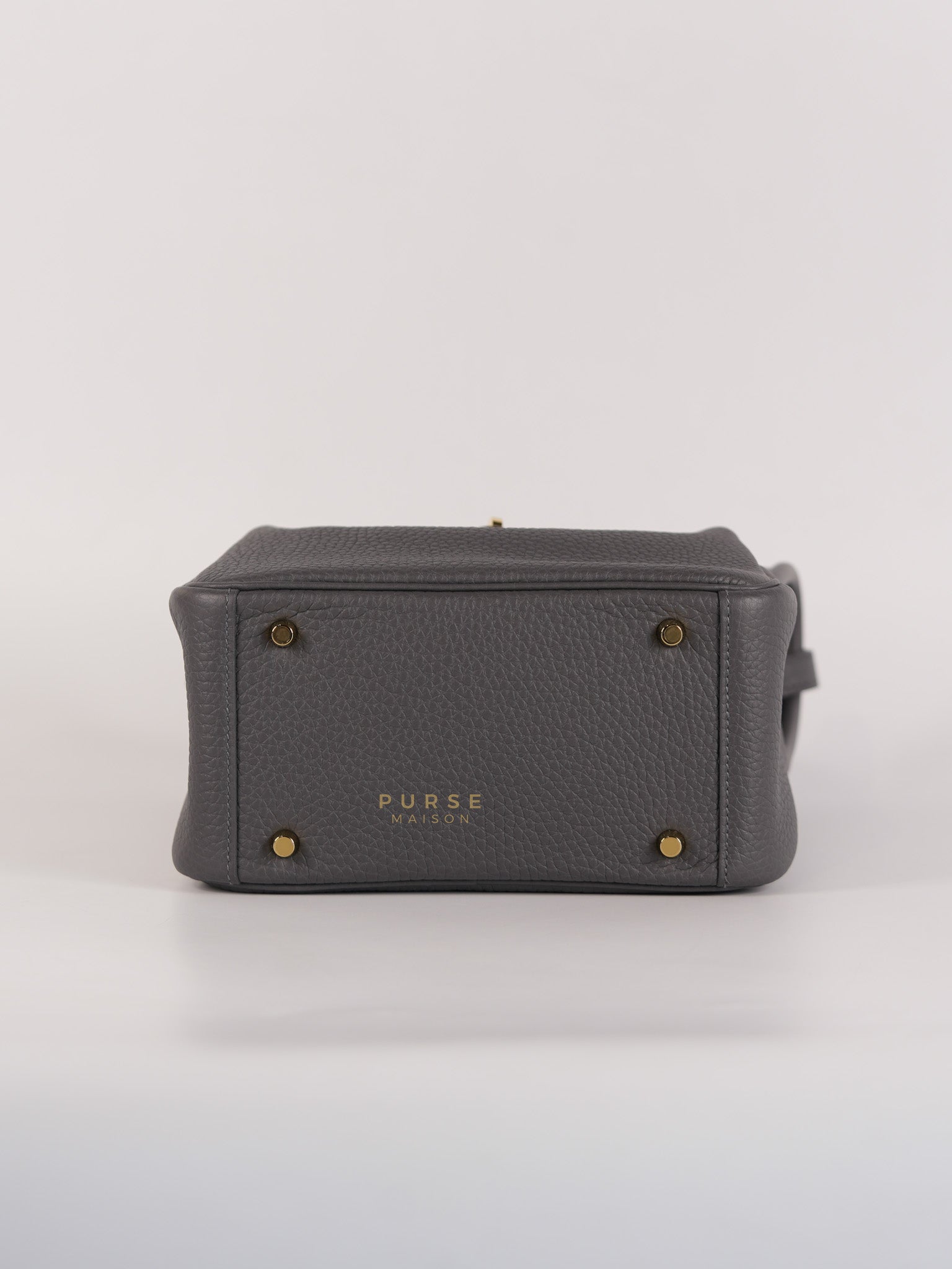 Mini Lindy 2 Gris Meyer Clemence Leather in Gold Hardware Stamp W (2024) | Purse Maison Luxury Bags Shop