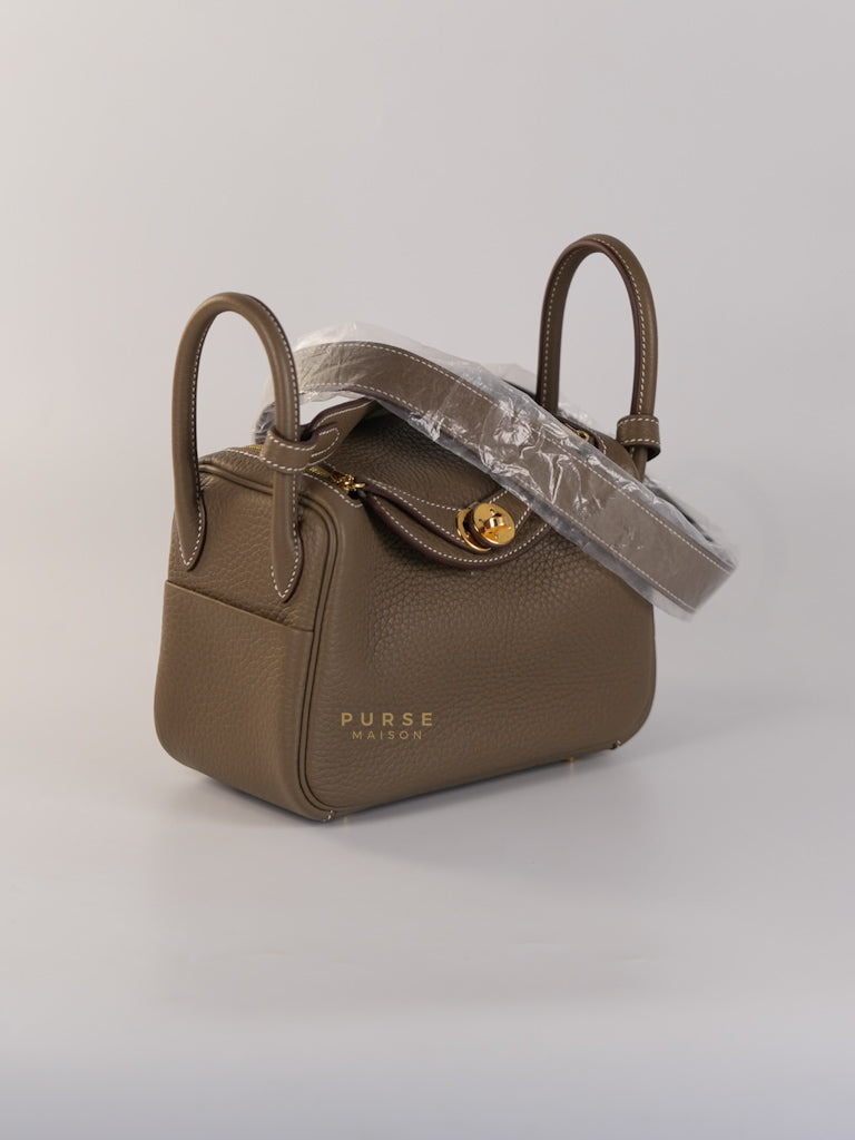 Mini Lindy 2 in Etoupe Clemence Leather Gold Hardware Stamp W(2024) | Purse Maison Luxury Bags Shop