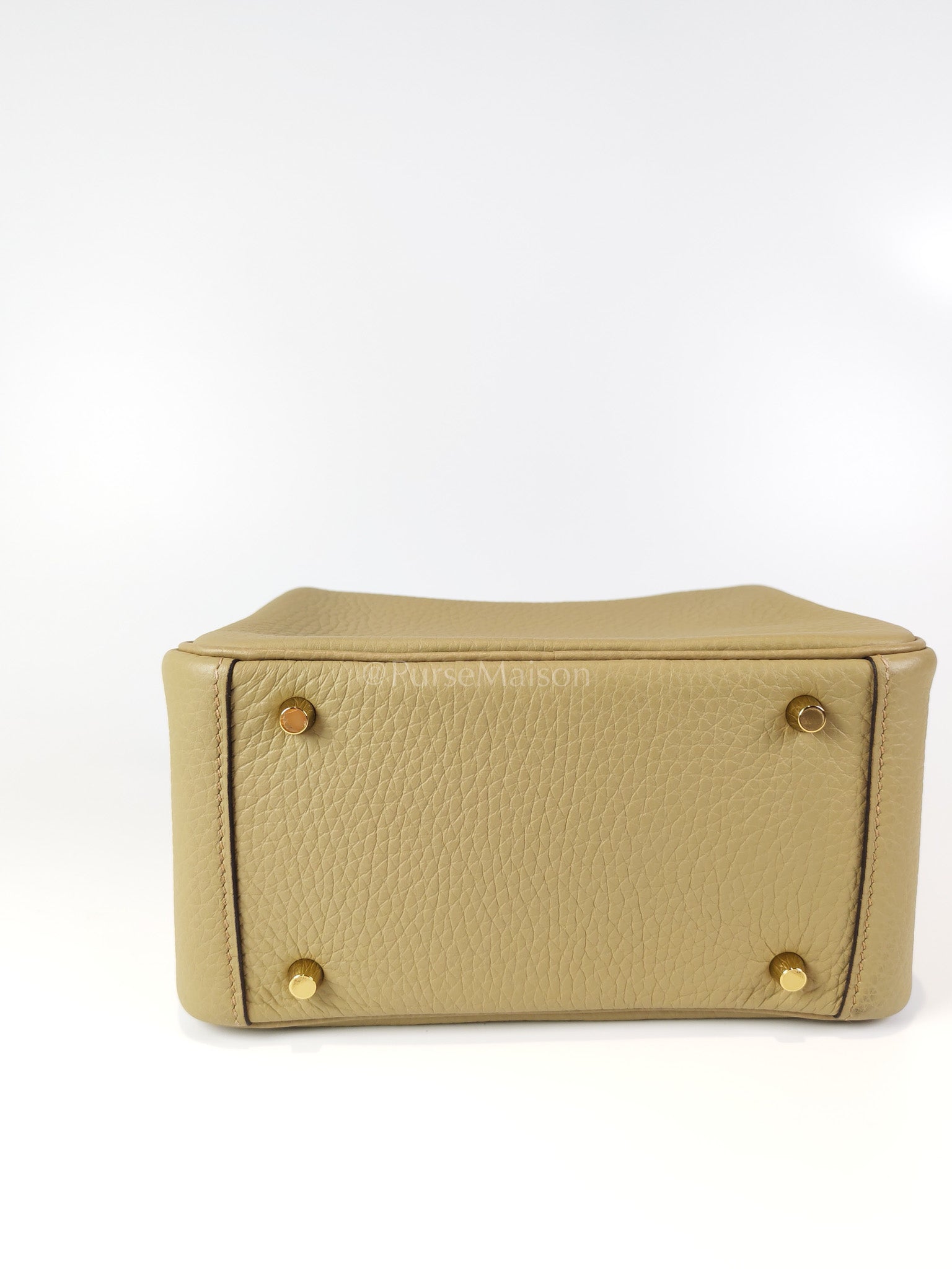 Mini Lindy Beige Marfa in Clemence Leather and Gold Hardware Stamp W (2024) | Purse Maison Luxury Bags Shop