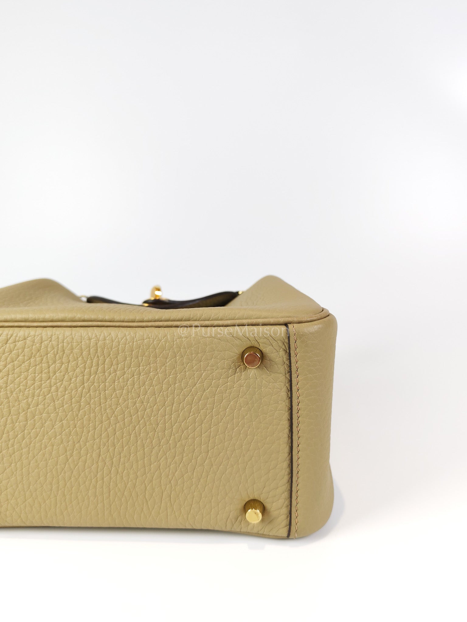 Mini Lindy Beige Marfa in Clemence Leather and Gold Hardware Stamp W (2024) | Purse Maison Luxury Bags Shop