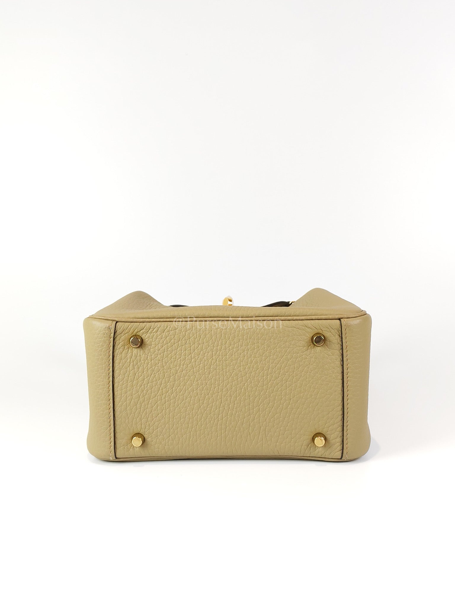 Mini Lindy Beige Marfa in Clemence Leather and Gold Hardware Stamp W (2024) | Purse Maison Luxury Bags Shop
