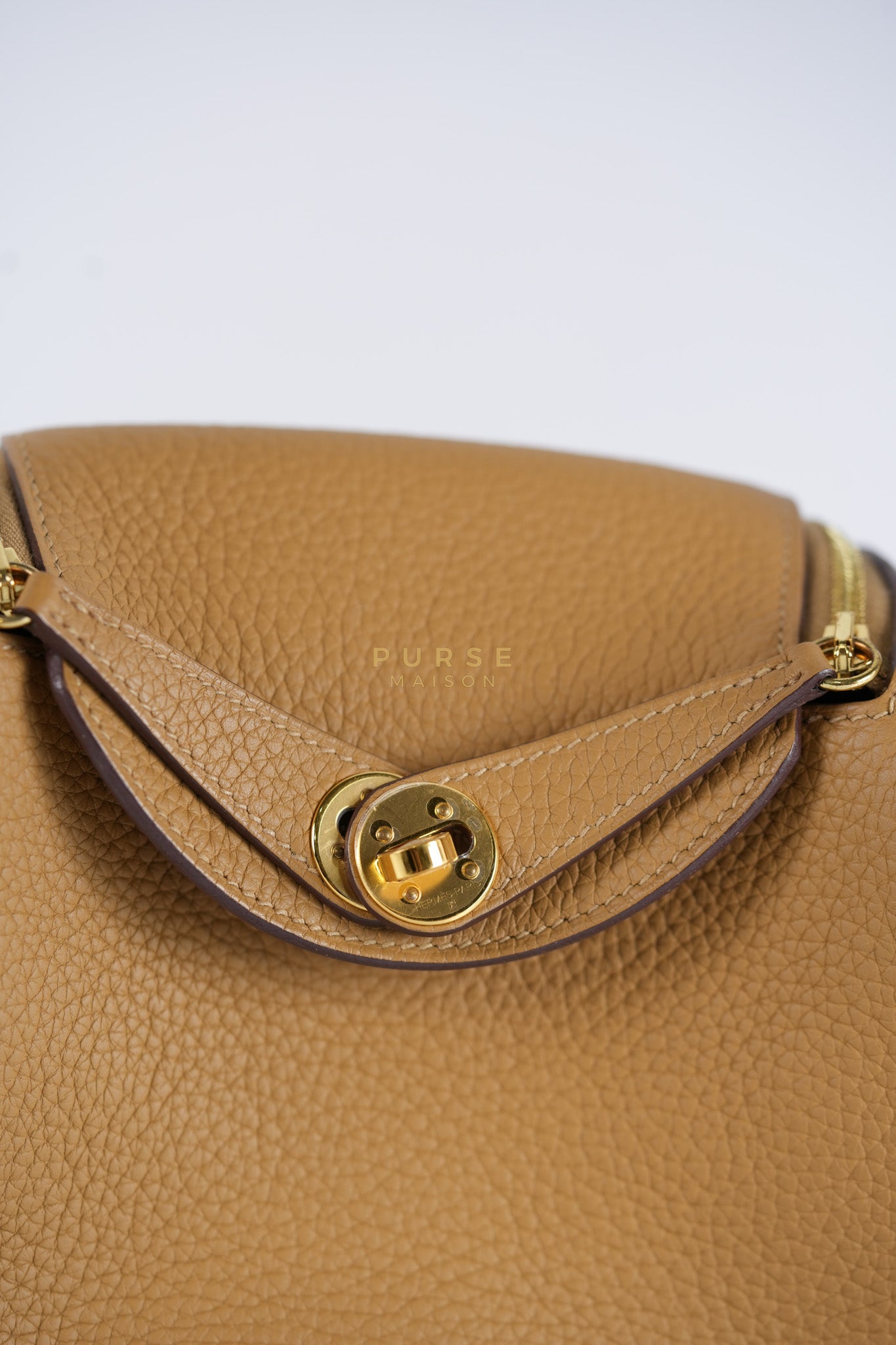 Mini Lindy Biscuit in Clemence Leather and Gold Hardware Stamp U (2022) | Purse Maison Luxury Bags Shop