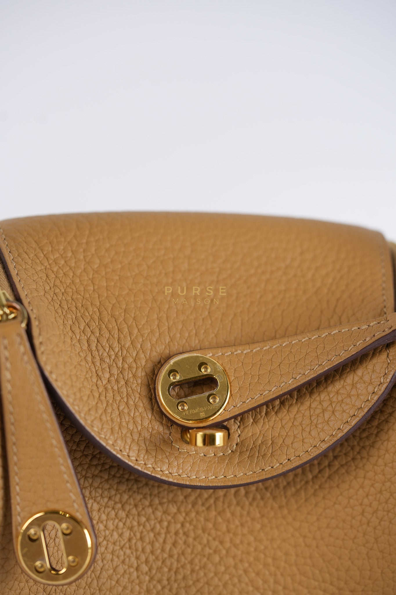Mini Lindy Biscuit in Clemence Leather and Gold Hardware Stamp U (2022) | Purse Maison Luxury Bags Shop