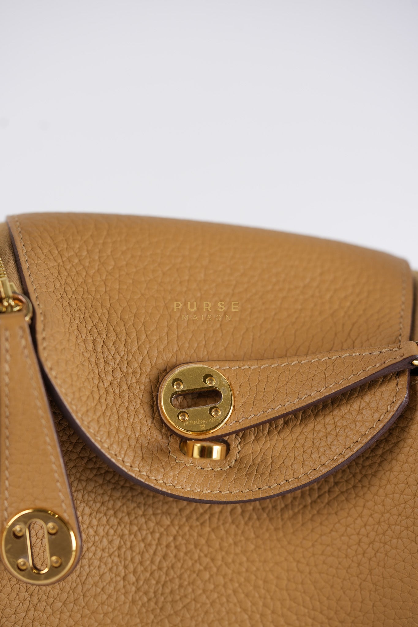Mini Lindy Biscuit in Clemence Leather and Gold Hardware Stamp U (2022) | Purse Maison Luxury Bags Shop