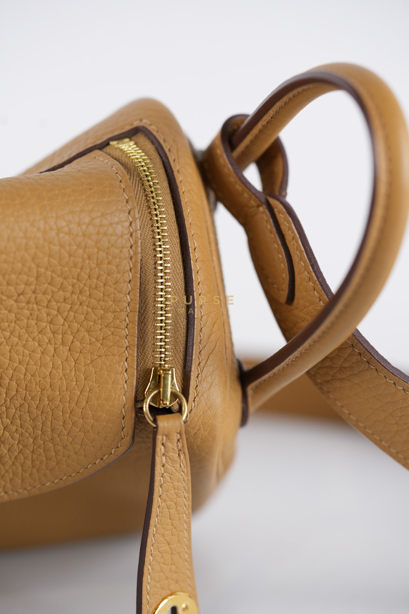 Mini Lindy Biscuit in Clemence Leather and Gold Hardware Stamp U (2022) | Purse Maison Luxury Bags Shop