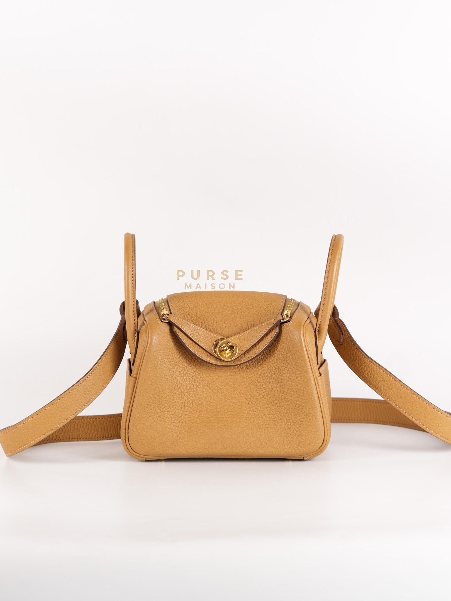 Mini Lindy Biscuit in Clemence Leather and Gold Hardware Stamp U (2022) | Purse Maison Luxury Bags Shop