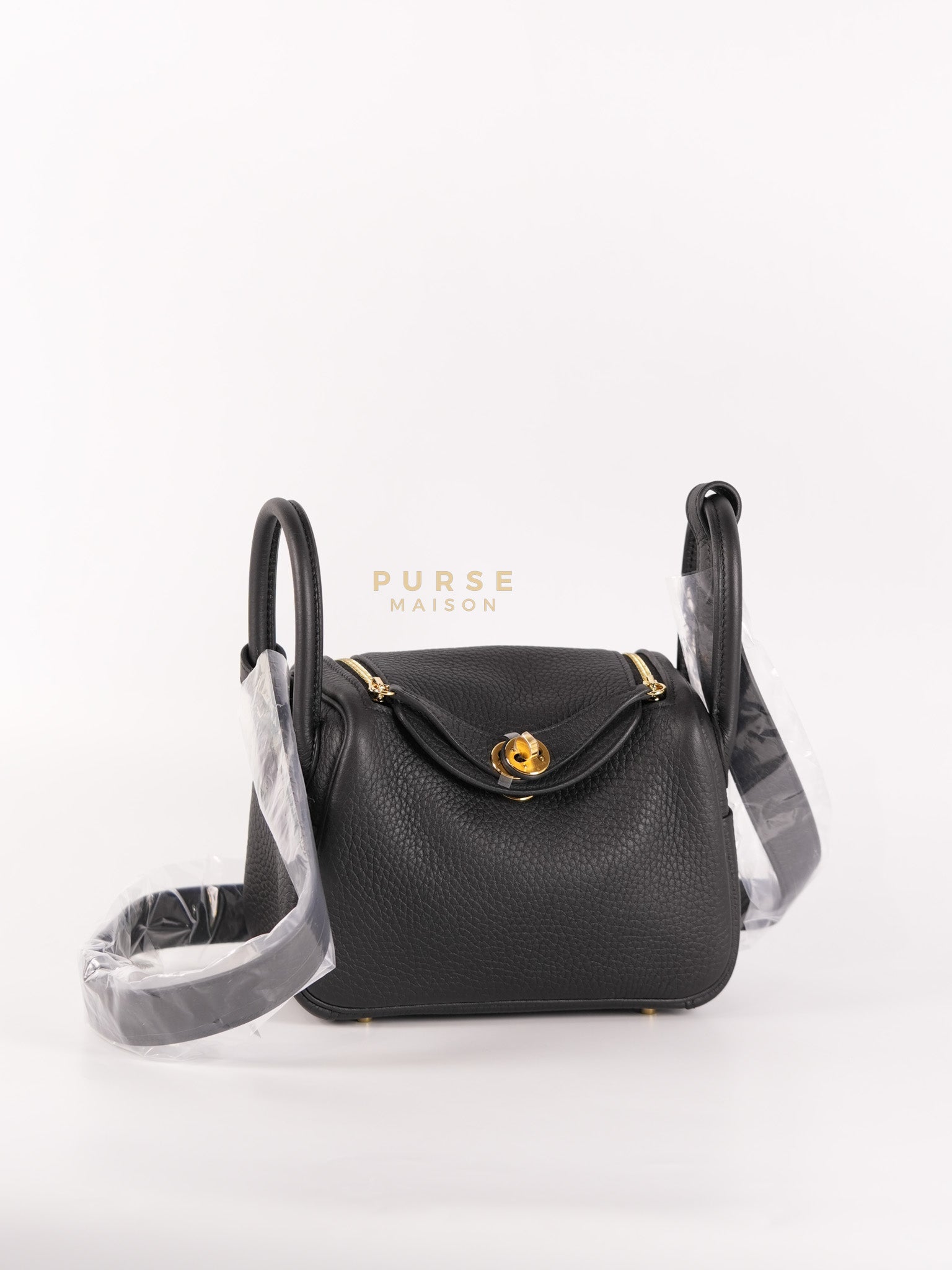 Mini Lindy Black in Togo Leather and Gold Hardware Stamp K (2025) | Purse Maison Luxury Bags Shop