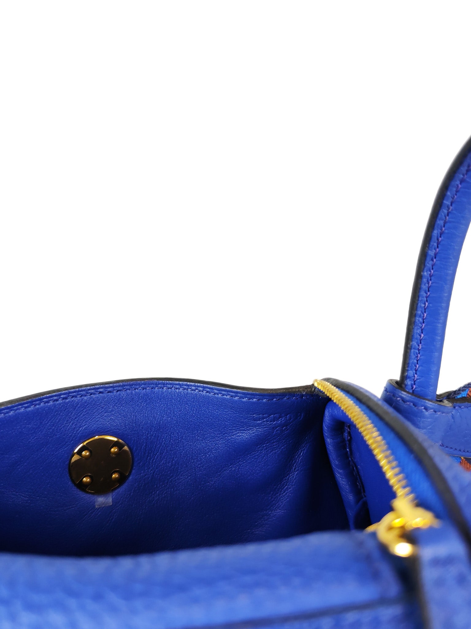 Mini Lindy Bleu Royal in Clemence Leather Maxi Quadrille Strap and Gold Hardware Stamp U (2022) | Purse Maison Luxury Bags Shop