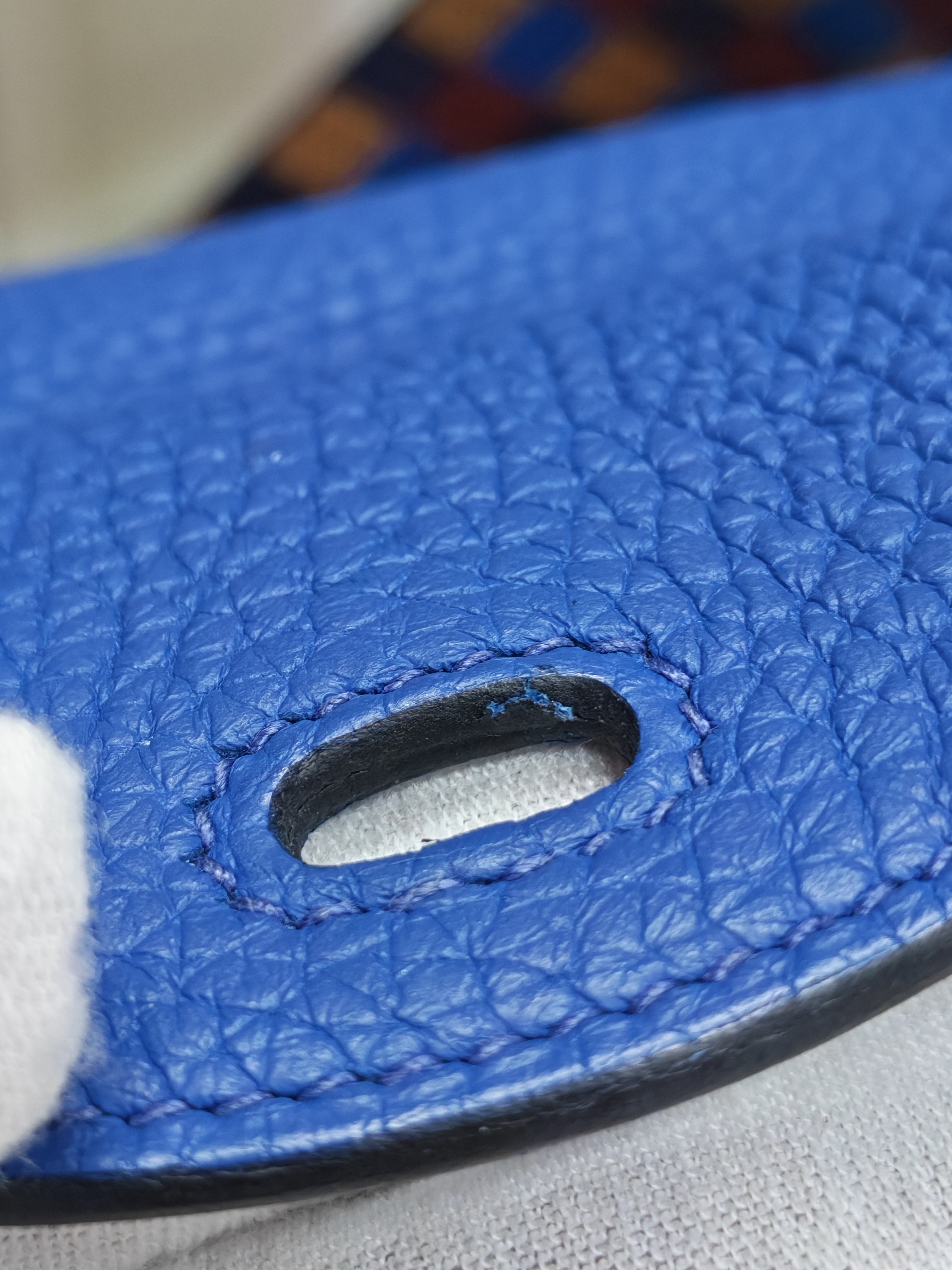 Mini Lindy Bleu Royal in Clemence Leather Maxi Quadrille Strap and Gold Hardware Stamp U (2022) | Purse Maison Luxury Bags Shop