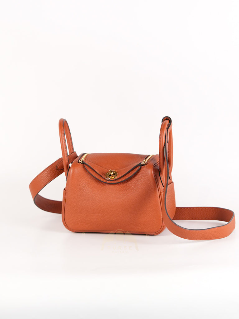Mini Lindy Cuivre in Clemence Leather and Gold Hardware Stamp Z (2021) | Purse Maison Luxury Bags Shop