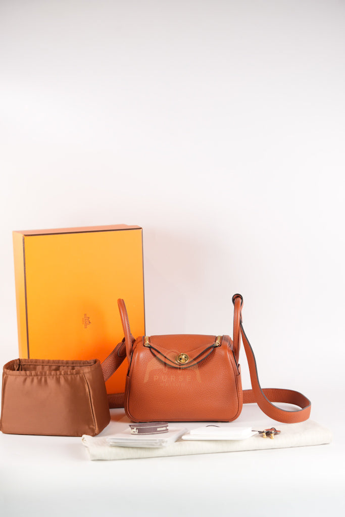 Mini Lindy Cuivre in Clemence Leather and Gold Hardware Stamp Z (2021) | Purse Maison Luxury Bags Shop