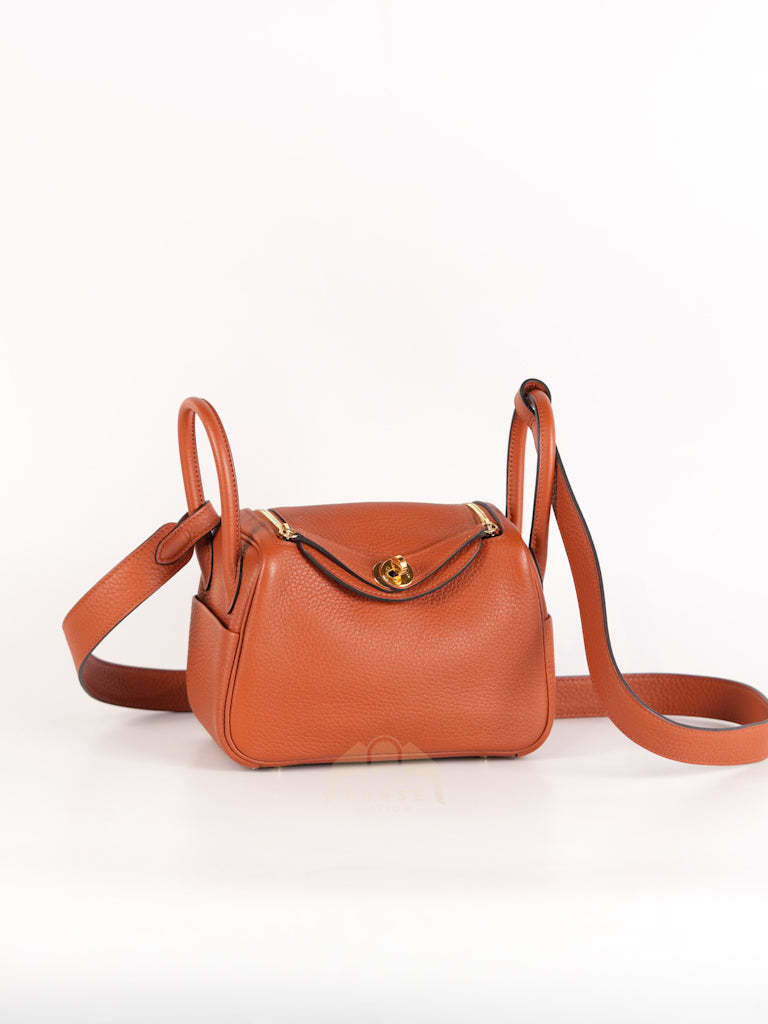 Mini Lindy Cuivre in Clemence Leather and Gold Hardware Stamp Z (2021) | Purse Maison Luxury Bags Shop