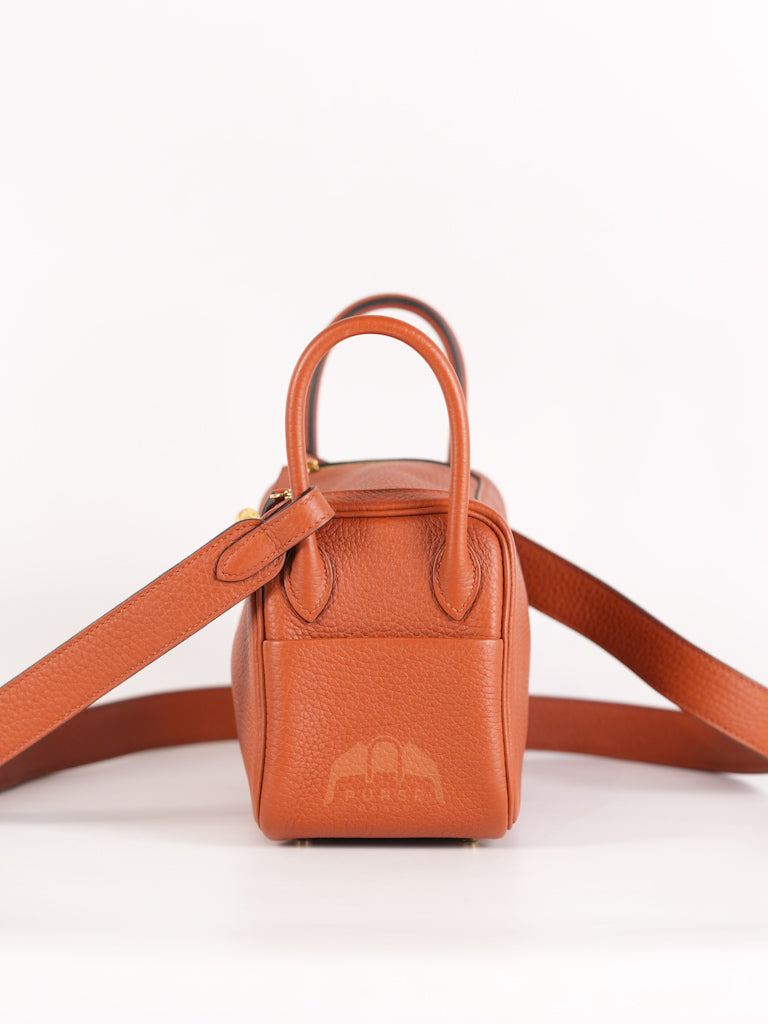 Mini Lindy Cuivre in Clemence Leather and Gold Hardware Stamp Z (2021) | Purse Maison Luxury Bags Shop