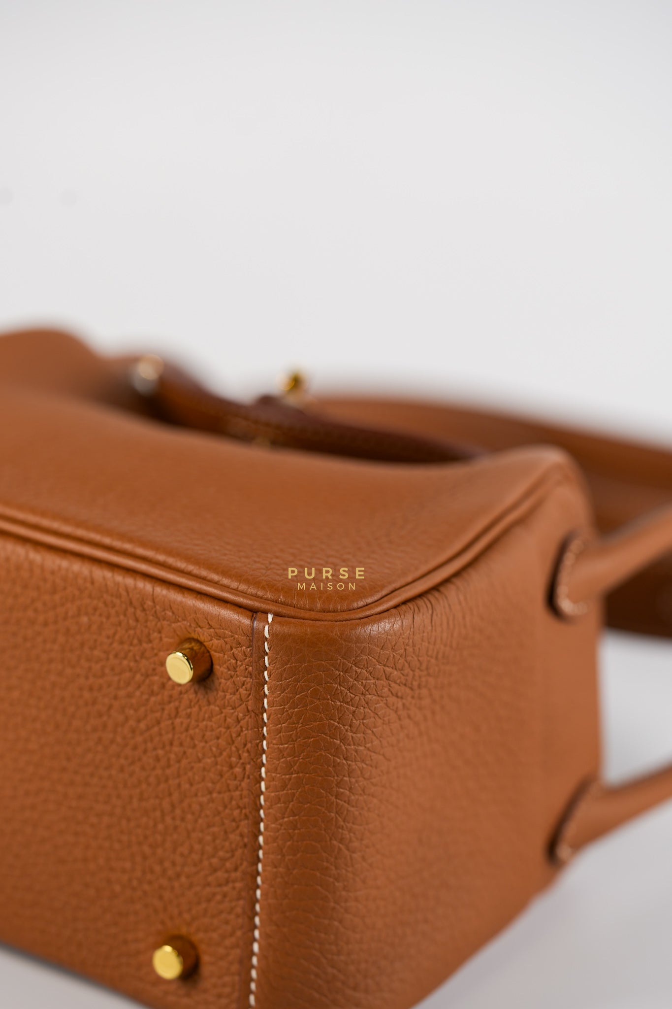 Mini Lindy Gold Clemence Leather in Gold Hardware Stamp U | Purse Maison Luxury Bags Shop