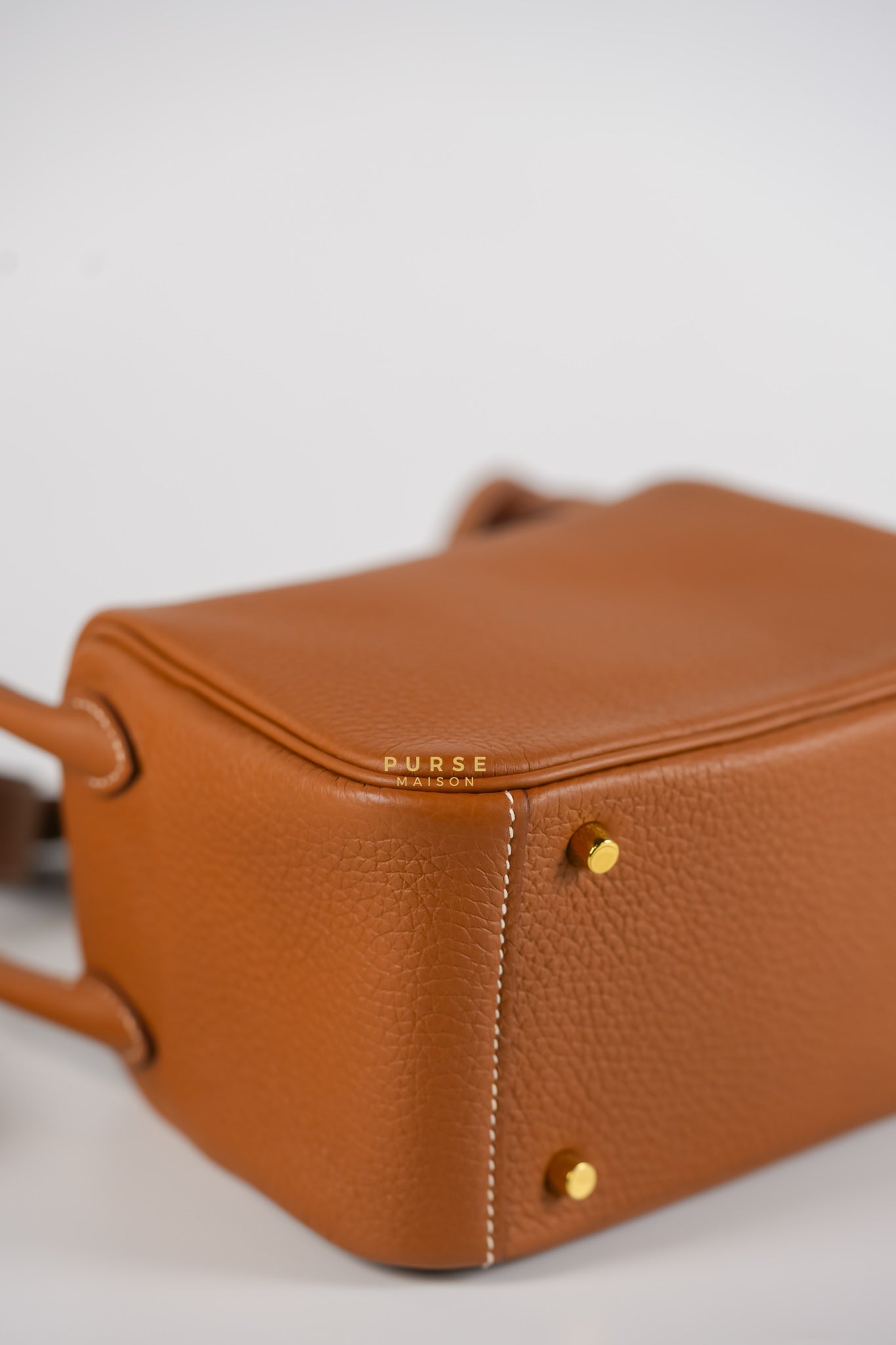 Mini Lindy Gold Clemence Leather in Gold Hardware Stamp U | Purse Maison Luxury Bags Shop