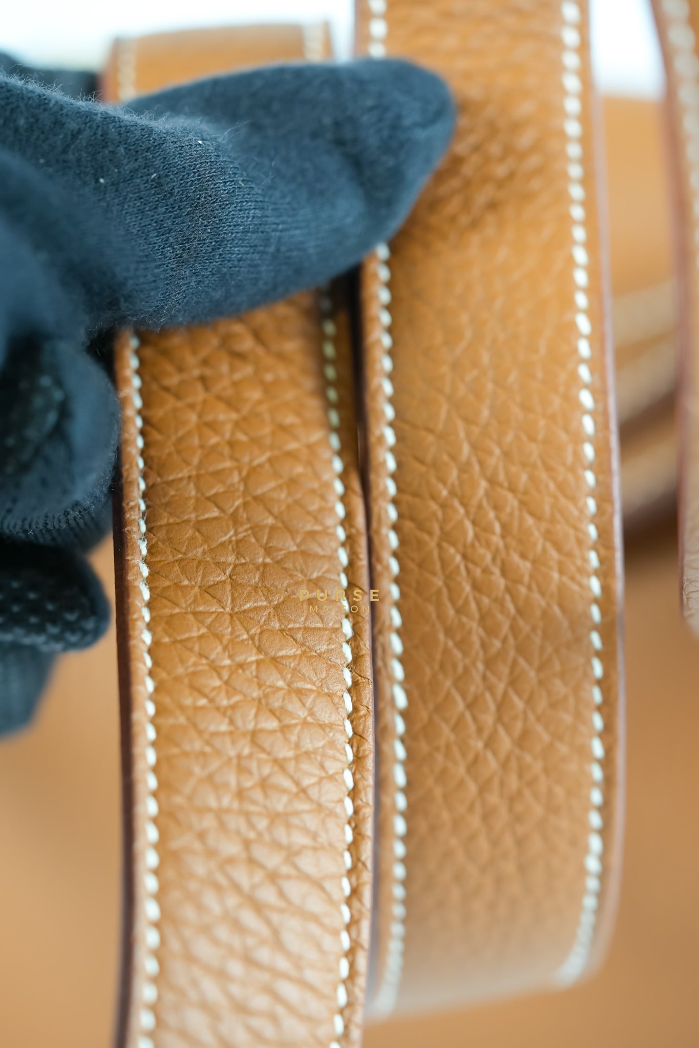 Mini Lindy Gold Clemence Leather in Gold Hardware Stamp U | Purse Maison Luxury Bags Shop