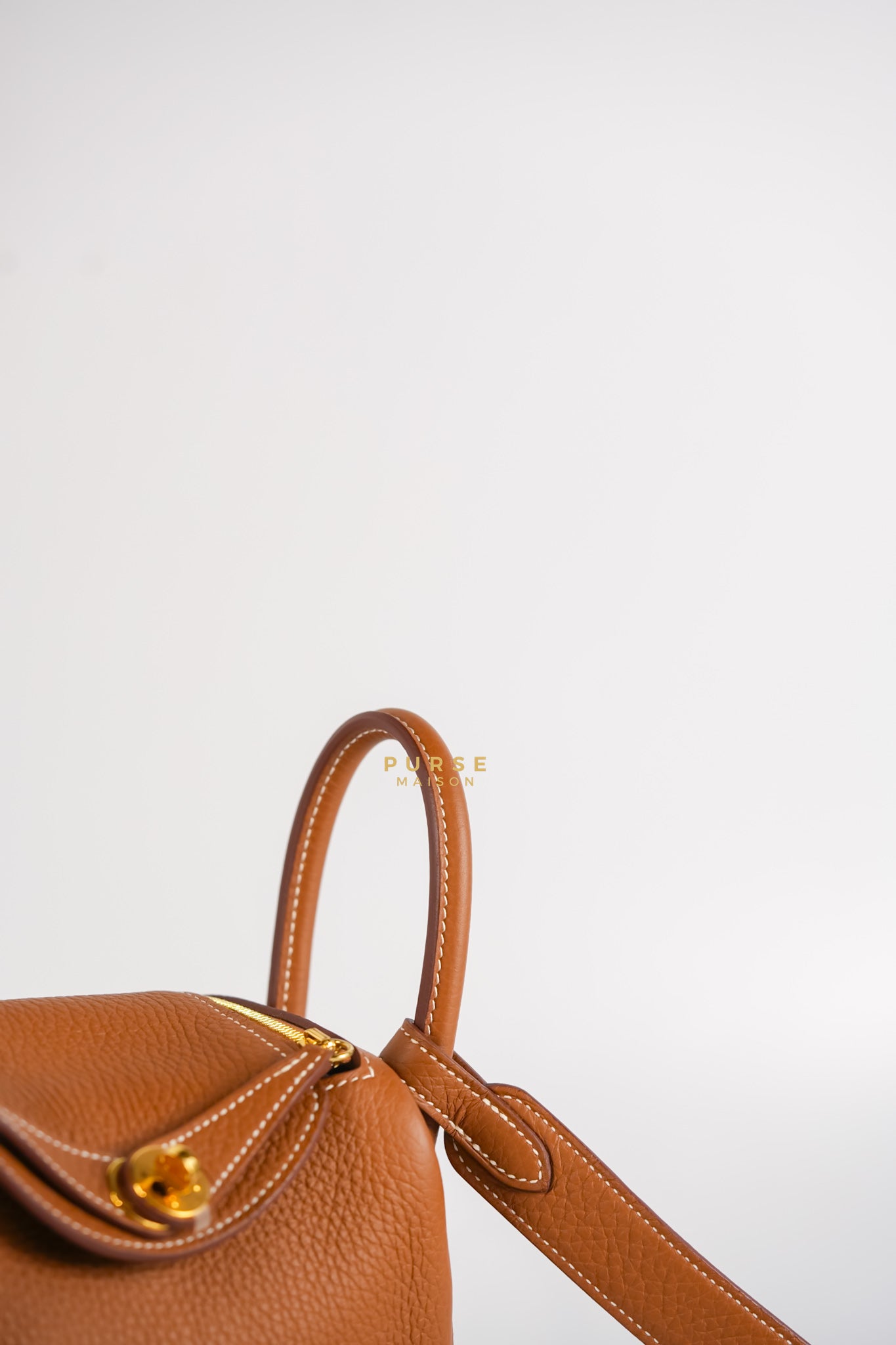 Mini Lindy Gold Clemence Leather in Gold Hardware Stamp U | Purse Maison Luxury Bags Shop