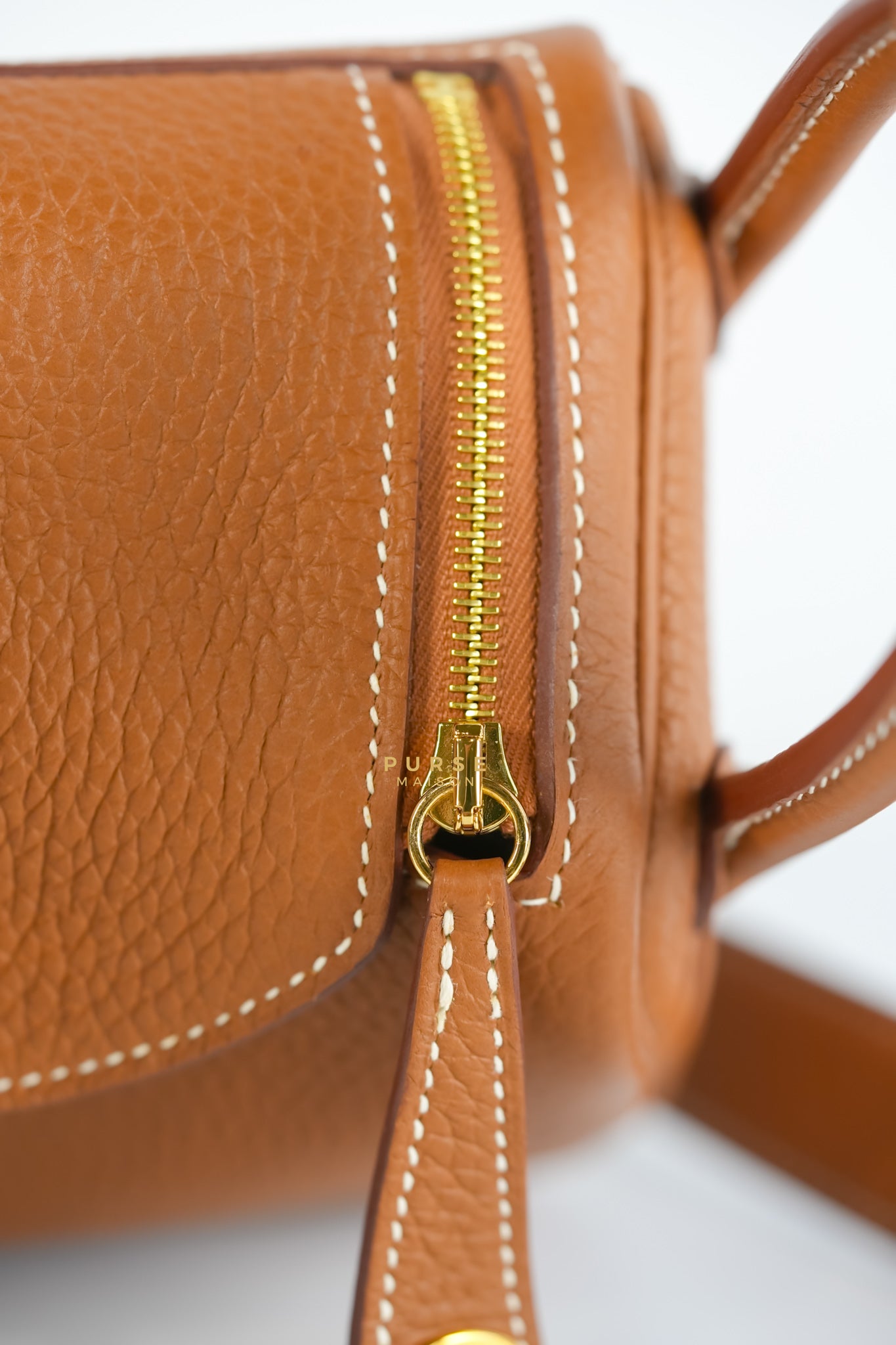 Mini Lindy Gold Clemence Leather in Gold Hardware Stamp U | Purse Maison Luxury Bags Shop