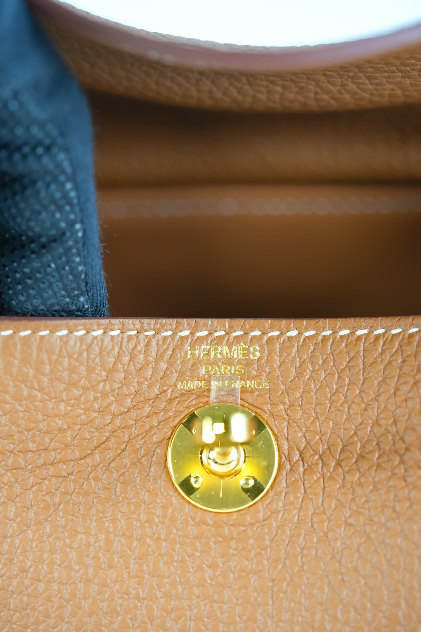 Mini Lindy Gold Clemence Leather in Gold Hardware Stamp U | Purse Maison Luxury Bags Shop