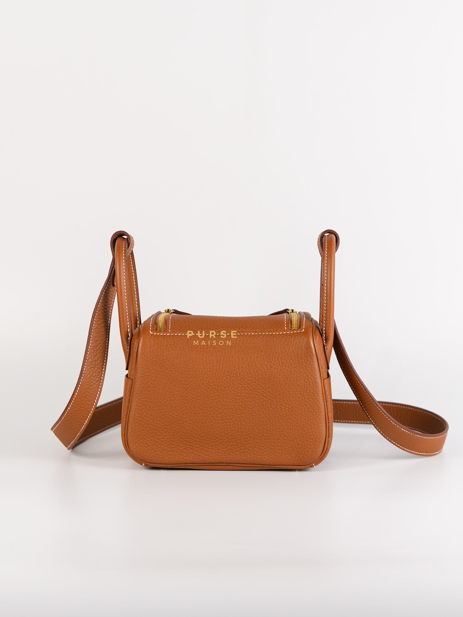 Mini Lindy Gold Clemence Leather in Gold Hardware Stamp U | Purse Maison Luxury Bags Shop