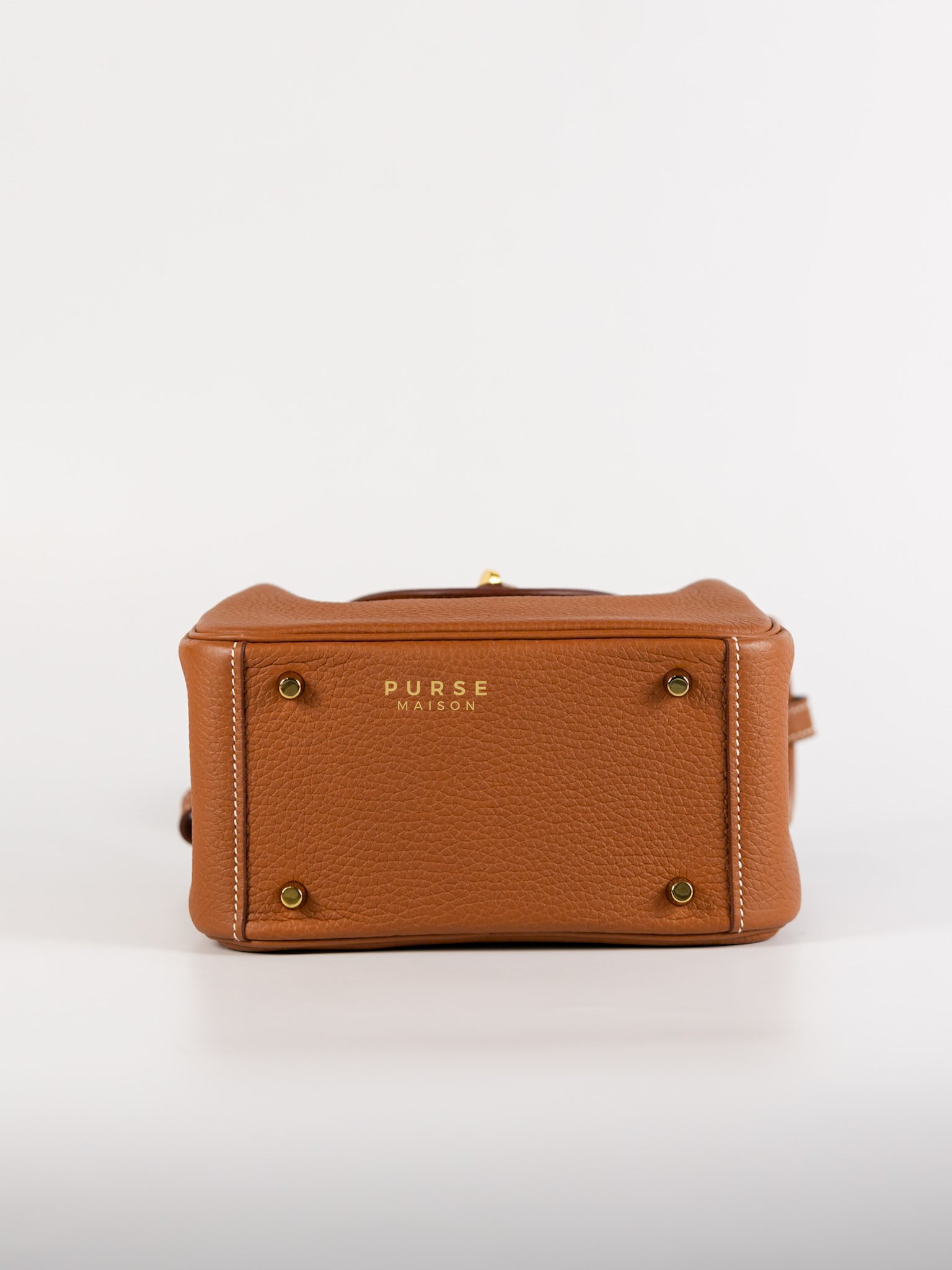 Mini Lindy Gold Clemence Leather in Gold Hardware Stamp U | Purse Maison Luxury Bags Shop
