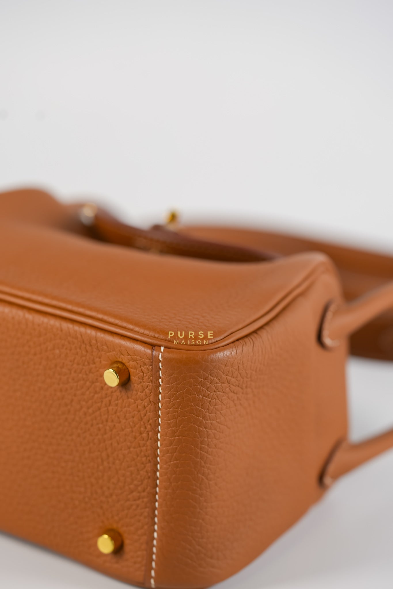 Mini Lindy Gold Clemence Leather in Gold Hardware Stamp U | Purse Maison Luxury Bags Shop