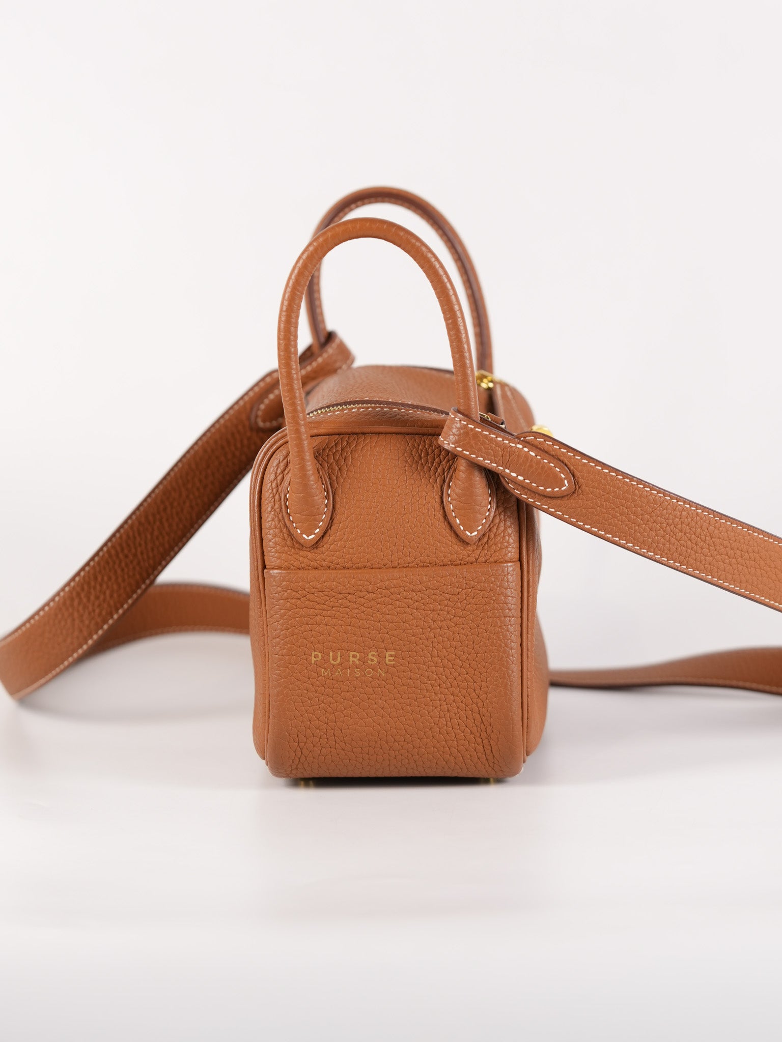 Mini Lindy Bag Gold Clemence Leather in Gold Hardware Stamp Z (2021) | Purse Maison Luxury Bags Shop