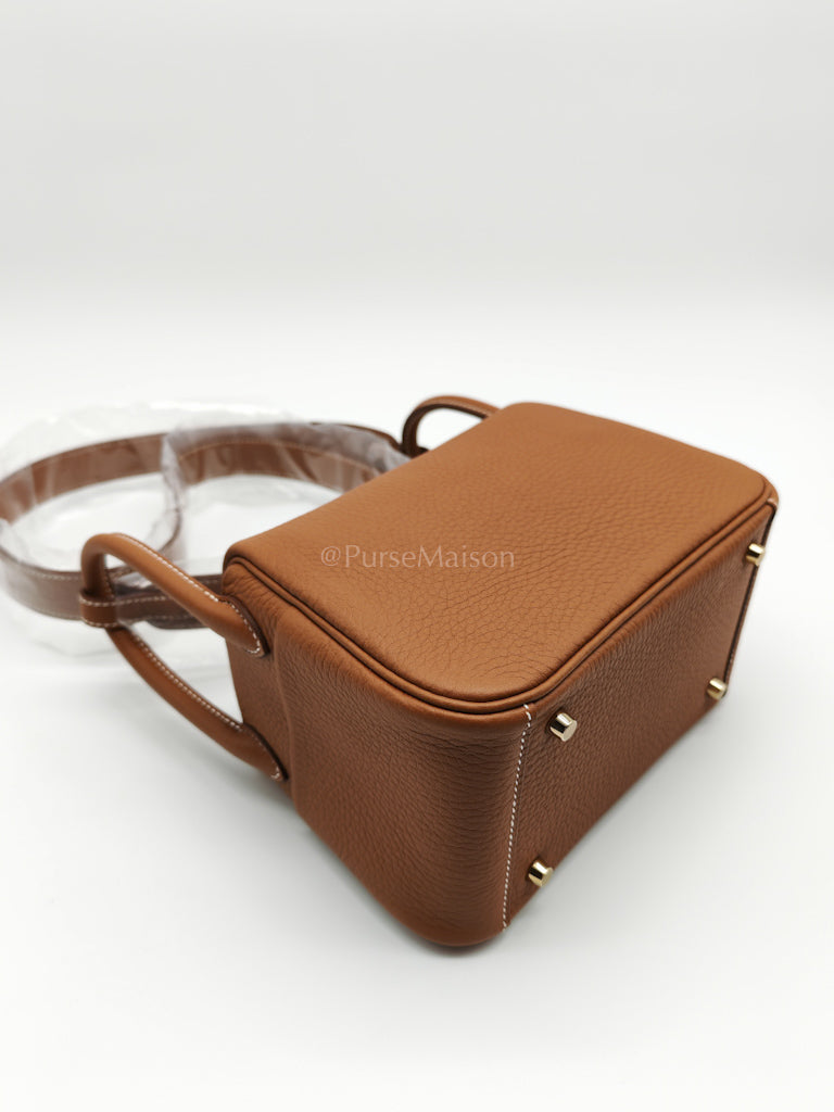 Mini Lindy Gold in Clemence Leather and Gold Hardware Stamp K (2025) | Purse Maison Luxury Bags Shop