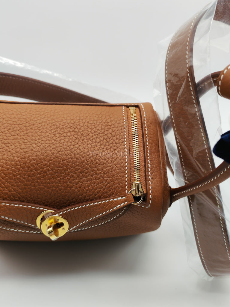 Mini Lindy Gold in Clemence Leather and Gold Hardware Stamp K (2025) | Purse Maison Luxury Bags Shop