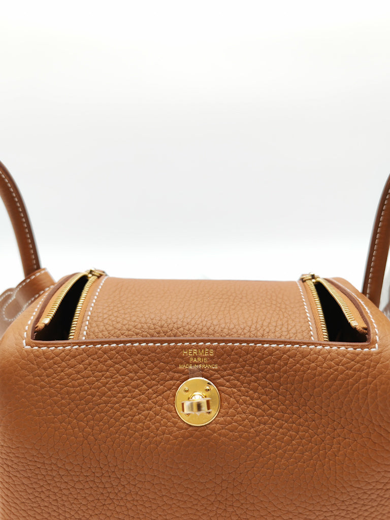 Mini Lindy Gold in Clemence Leather and Gold Hardware Stamp K (2025) | Purse Maison Luxury Bags Shop