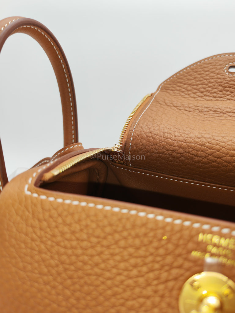 Mini Lindy Gold in Clemence Leather and Gold Hardware Stamp K (2025) | Purse Maison Luxury Bags Shop