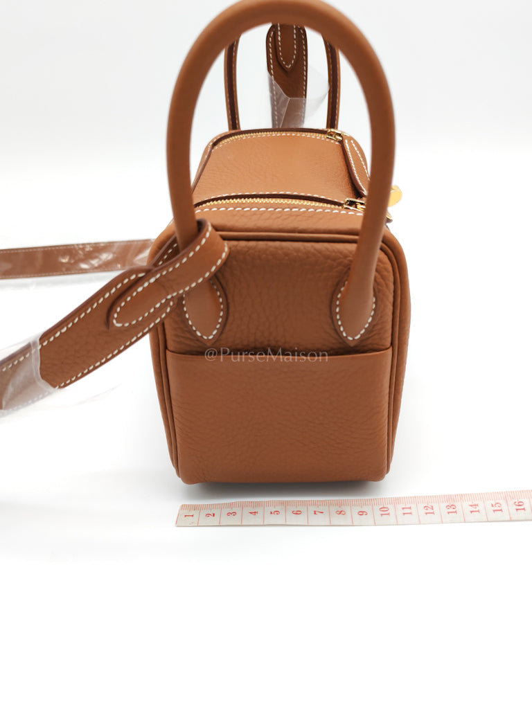 Mini Lindy Gold in Clemence Leather and Gold Hardware Stamp K (2025) | Purse Maison Luxury Bags Shop