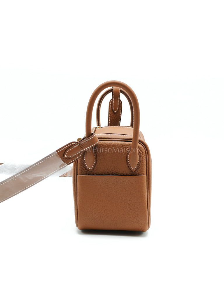 Mini Lindy Gold in Clemence Leather and Gold Hardware Stamp K (2025) | Purse Maison Luxury Bags Shop