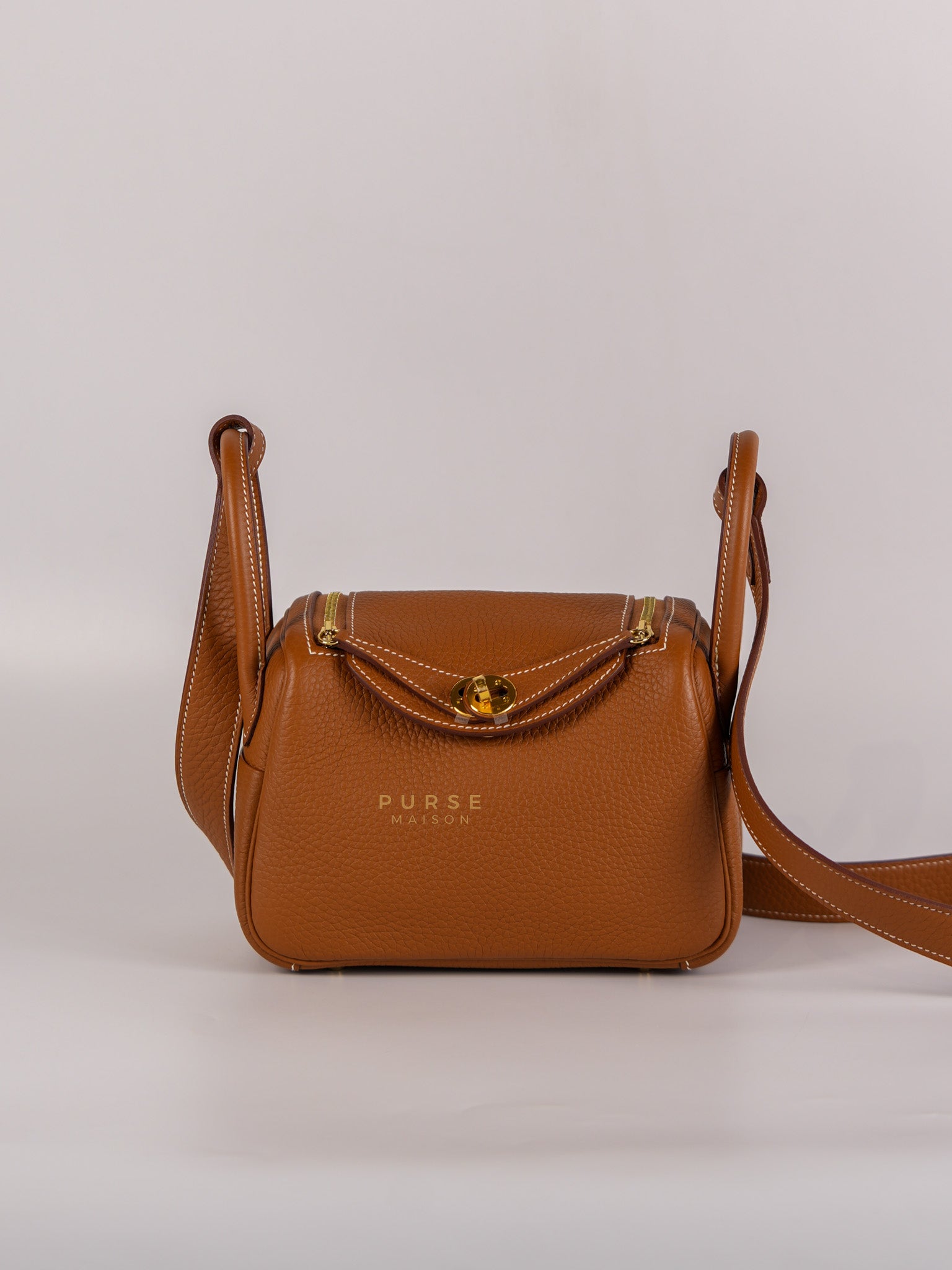 Mini Lindy Gold Taurillion Clemence Leather and Gold Hardware Stamp B (2023) | Purse Maison Luxury Bags Shop