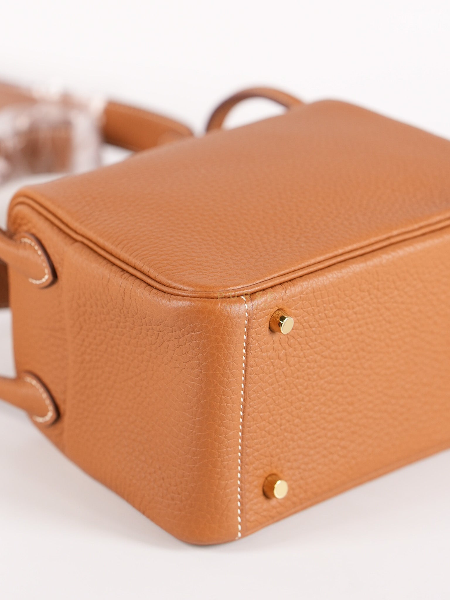 Mini Lindy in Gold Clemence Leather and Gold Hardware Stamp W (2024) | Purse Maison Luxury Bags Shop