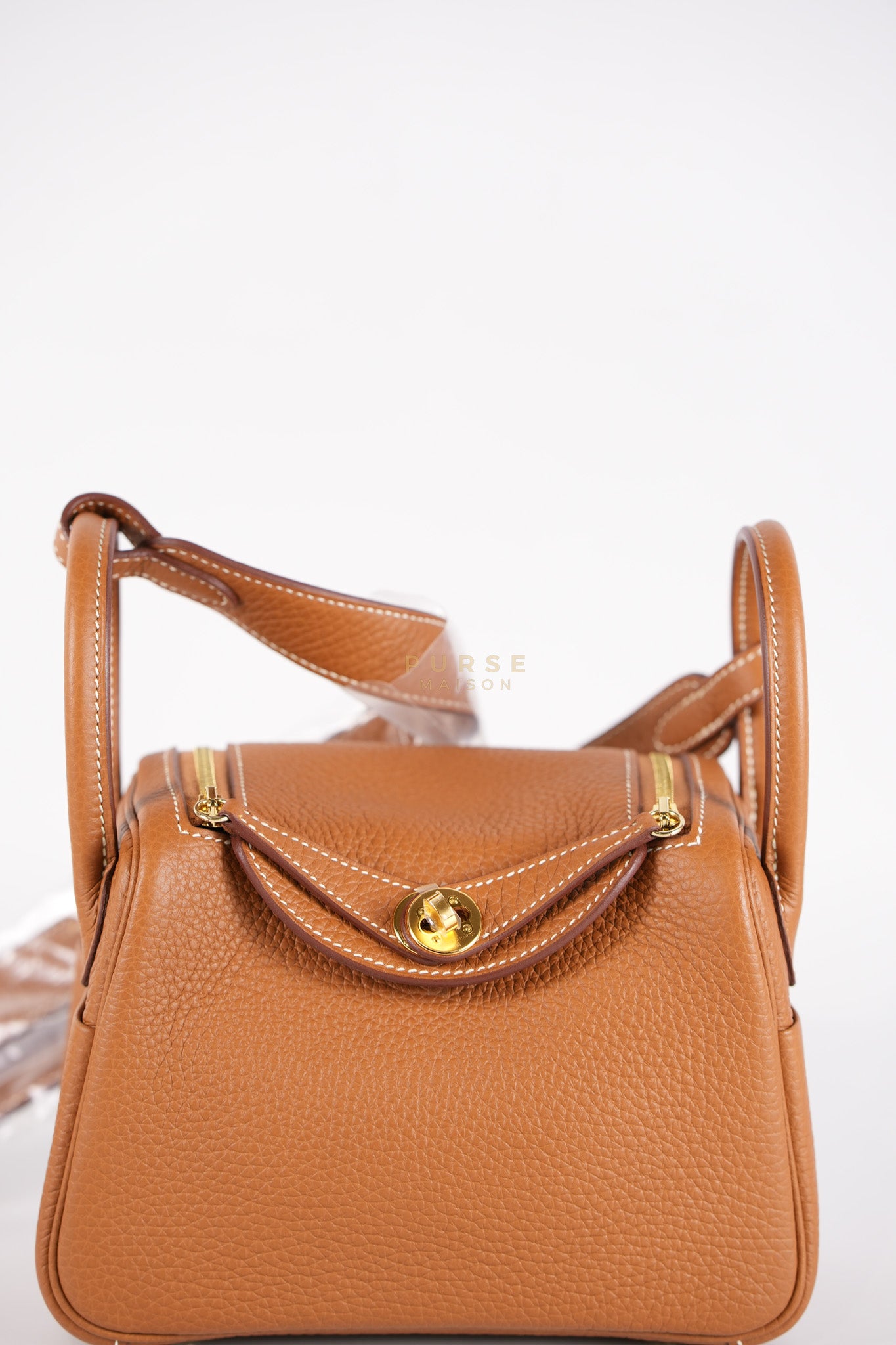Mini Lindy in Gold Clemence Leather and Gold Hardware Stamp W (2024) | Purse Maison Luxury Bags Shop