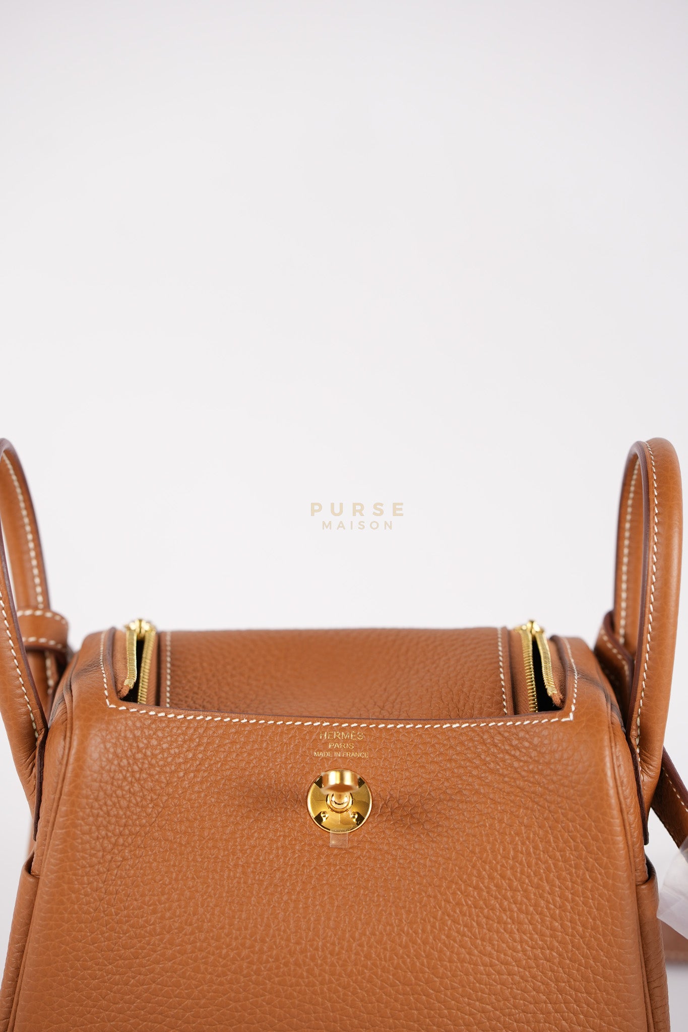 Mini Lindy in Gold Clemence Leather and Gold Hardware Stamp W (2024) | Purse Maison Luxury Bags Shop