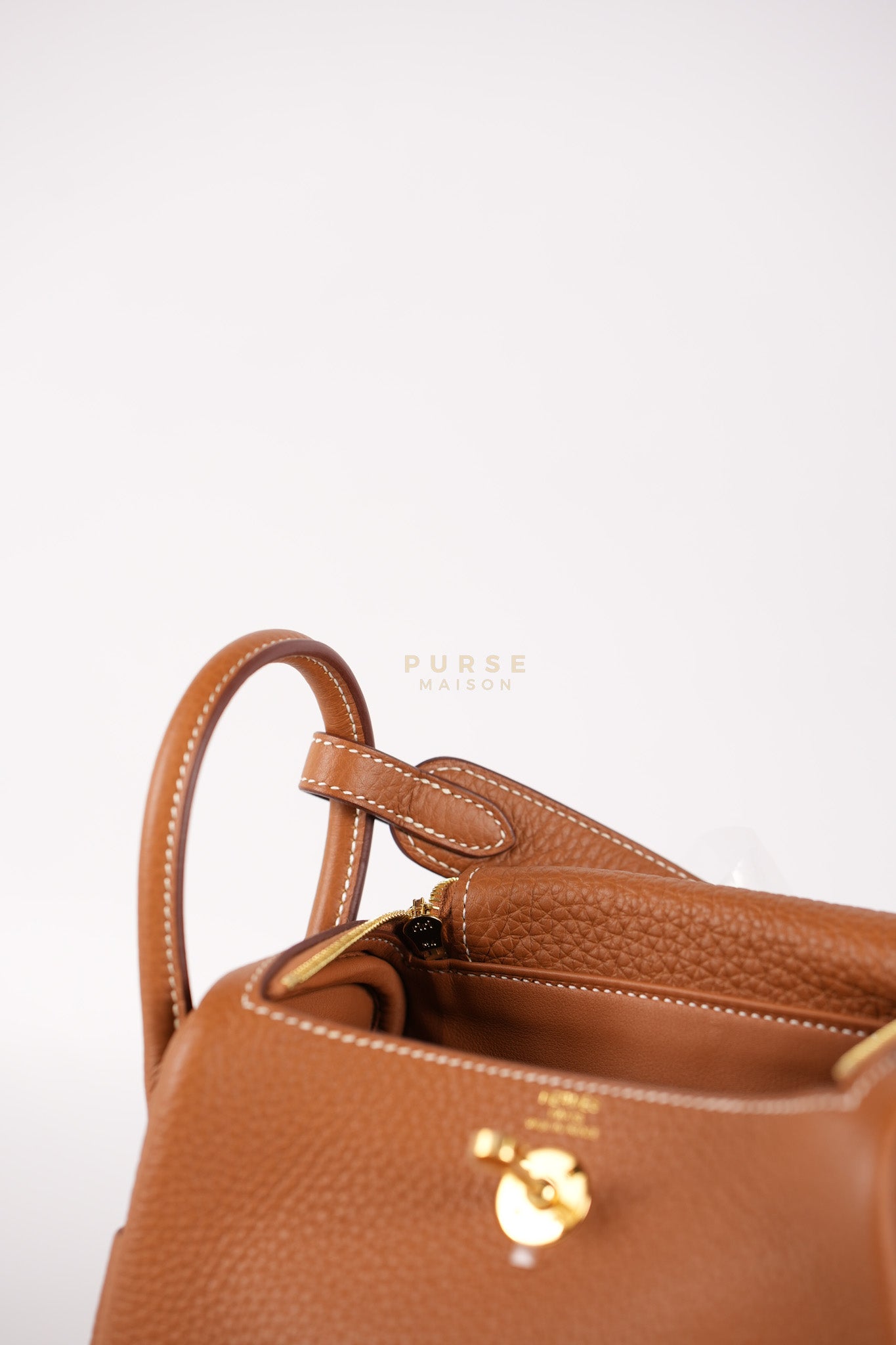 Mini Lindy in Gold Clemence Leather and Gold Hardware Stamp W (2024) | Purse Maison Luxury Bags Shop