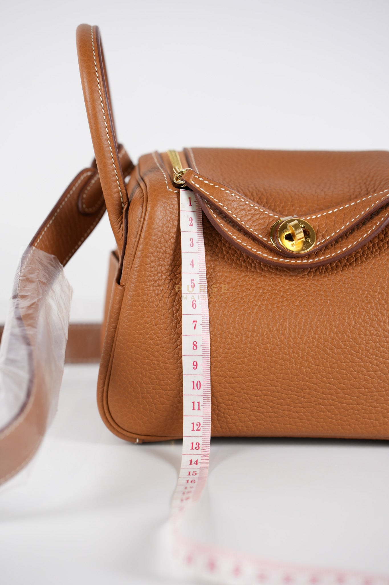 Mini Lindy in Gold Clemence Leather and Gold Hardware Stamp W (2024) | Purse Maison Luxury Bags Shop