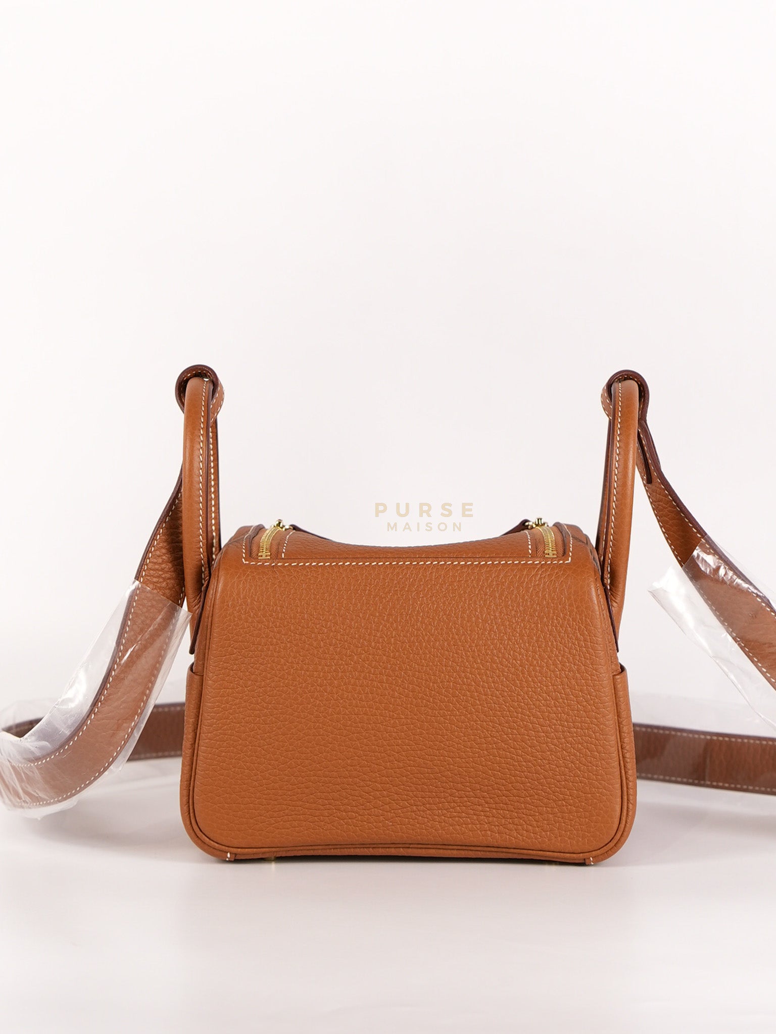 Mini Lindy in Gold Clemence Leather and Gold Hardware Stamp W (2024) | Purse Maison Luxury Bags Shop