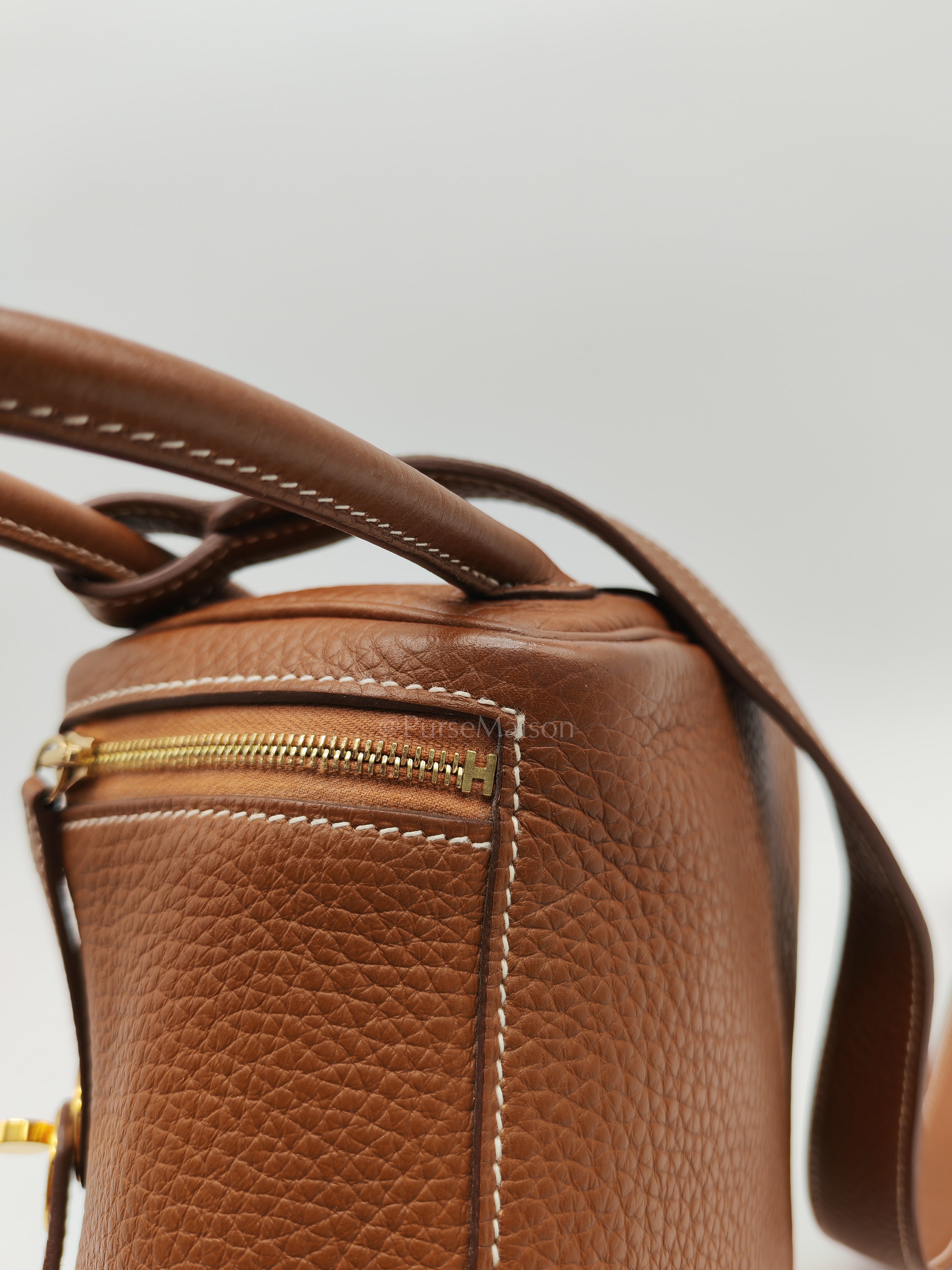 Mini Lindy in Gold Clemence Leather & Gold Hardware Stamp B (2023) | Purse Maison Luxury Bags Shop