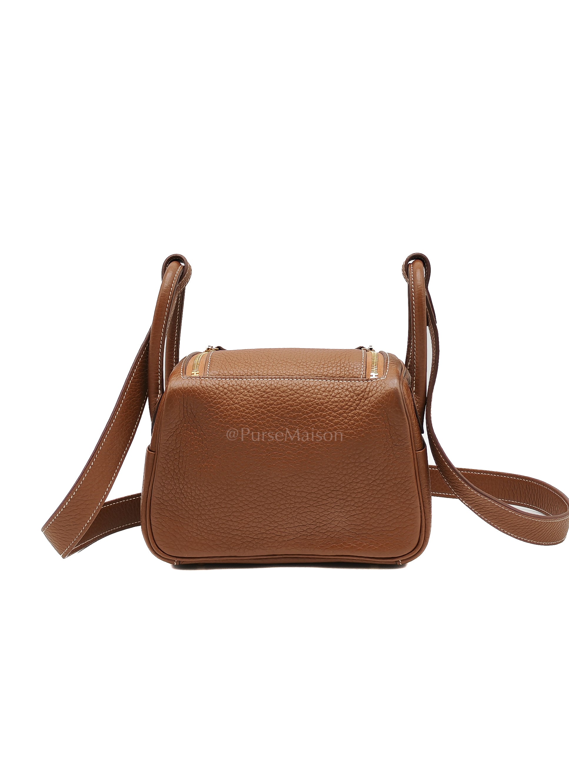 Mini Lindy in Gold Clemence Leather & Gold Hardware Stamp B (2023) | Purse Maison Luxury Bags Shop