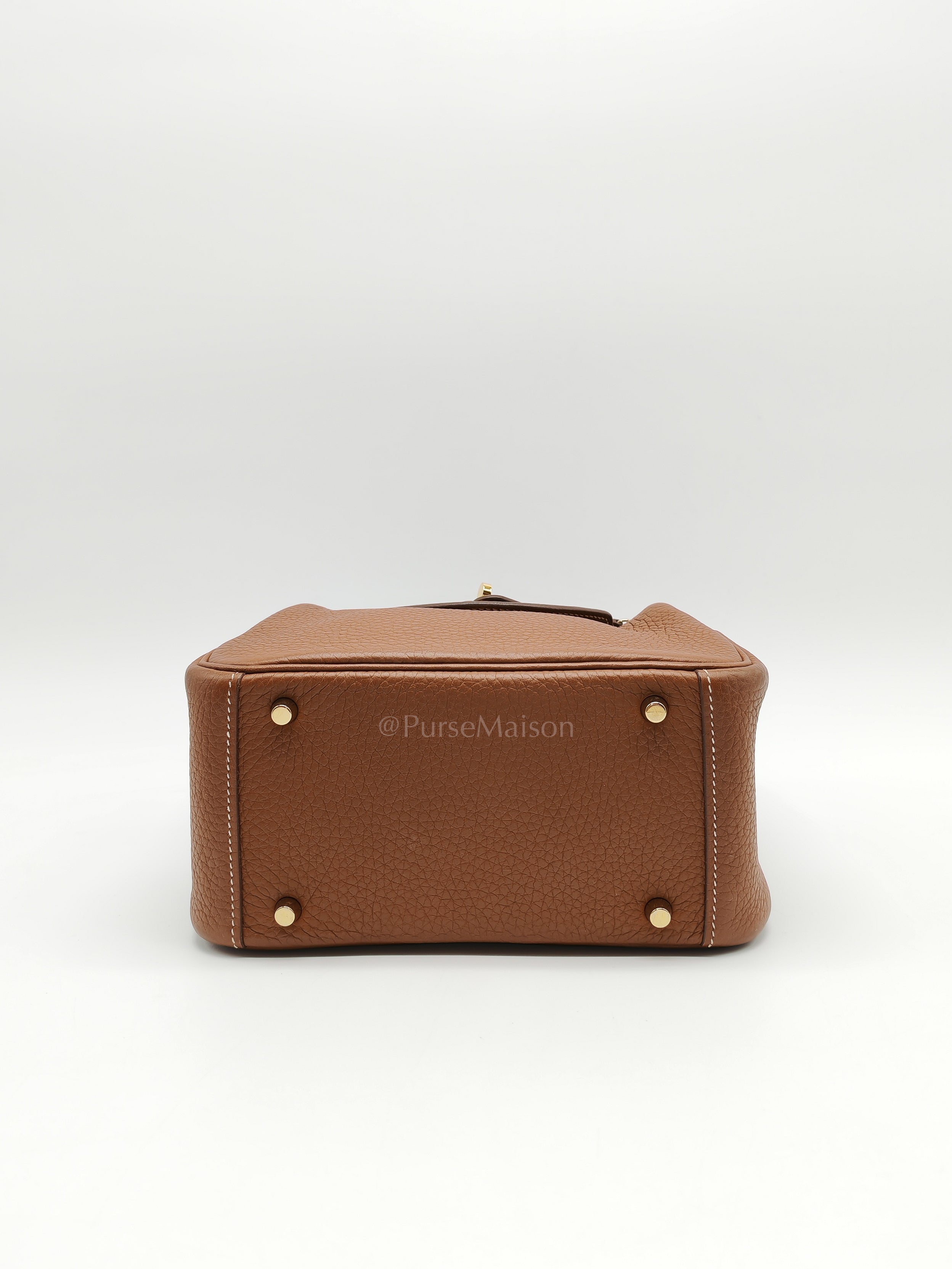 Mini Lindy in Gold Clemence Leather & Gold Hardware Stamp B (2023) | Purse Maison Luxury Bags Shop